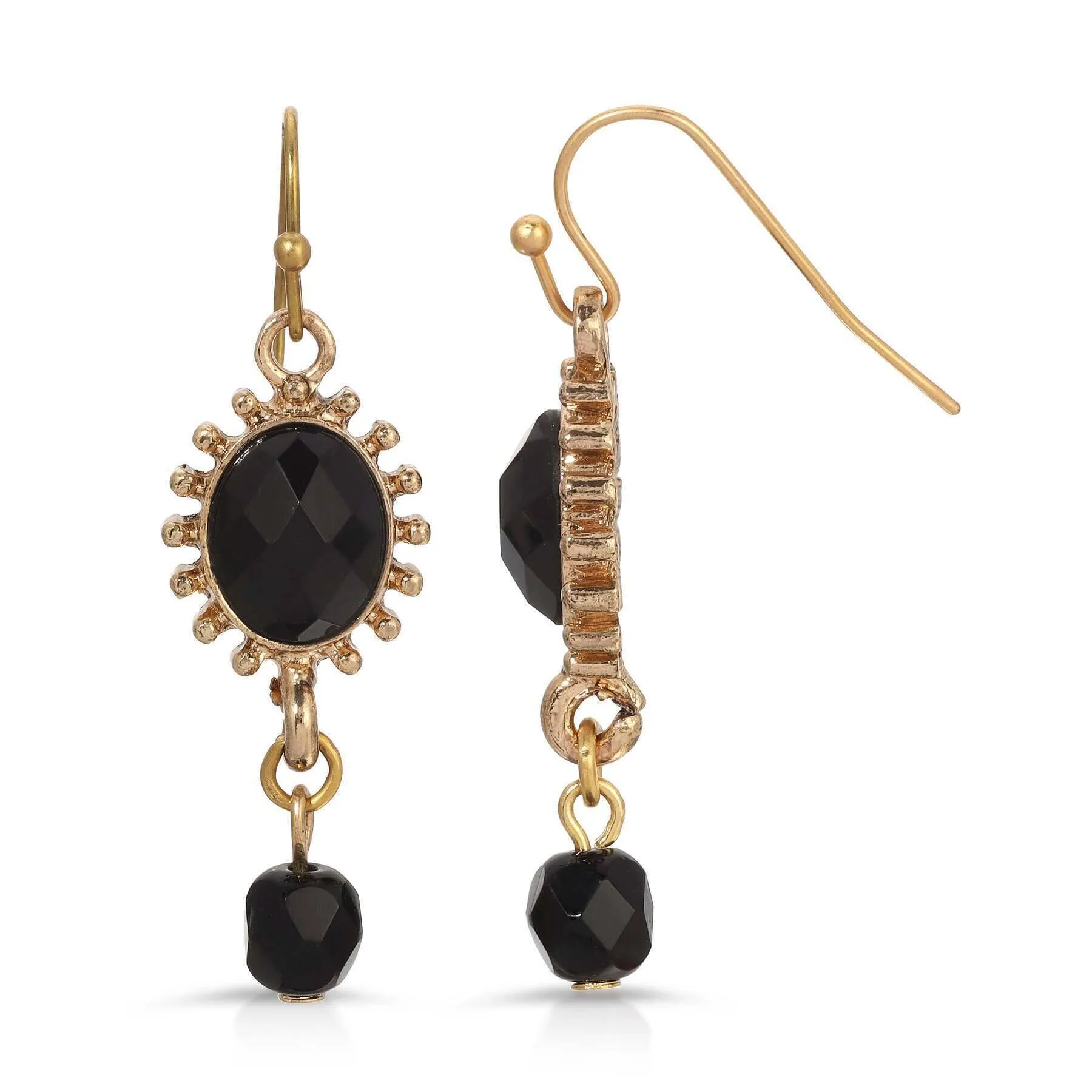 Regency Sol Oval Stone Crystal Dangle Bead Earrings 1928 Jewelry