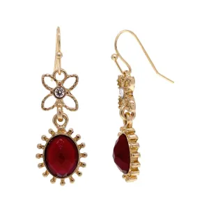 Regency Sol Oval Stone Crystal Dangle Earrings 1928 Jewelry