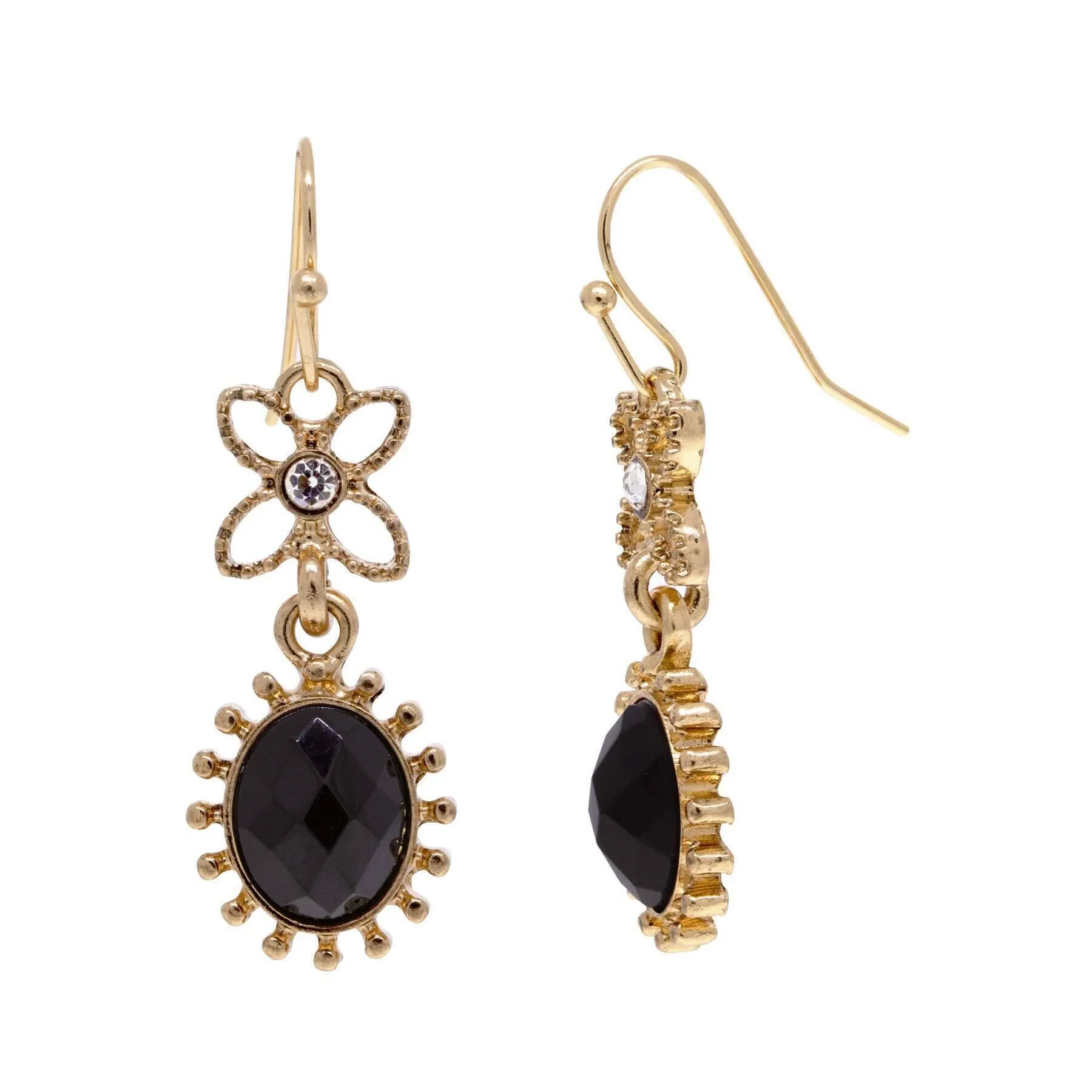 Regency Sol Oval Stone Crystal Dangle Earrings 1928 Jewelry