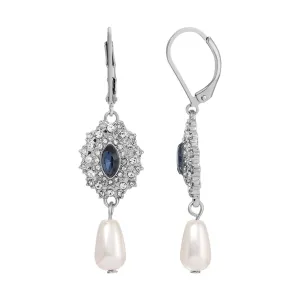 Regency Starburst Crystal Pearl Drop Earrings 1928 Jewelry