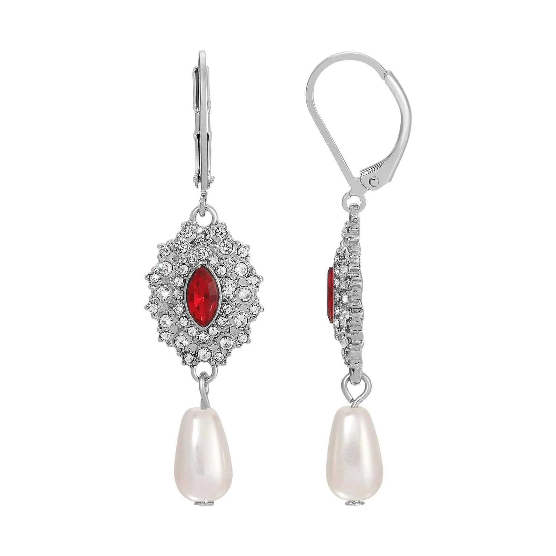 Regency Starburst Crystal Pearl Drop Earrings 1928 Jewelry