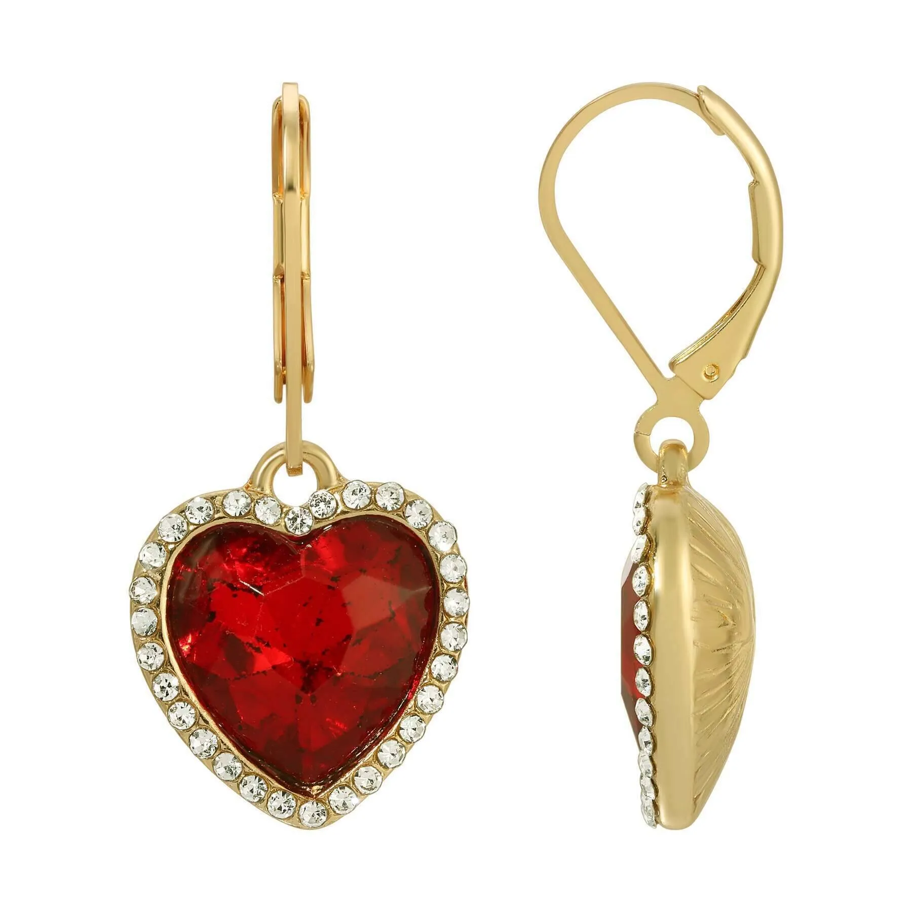 Regency Stone Heart Crystal Drop Earrings 1928 Jewelry