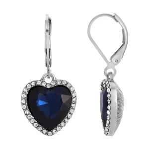 Regency Stone Heart Crystal Drop Earrings 1928 Jewelry