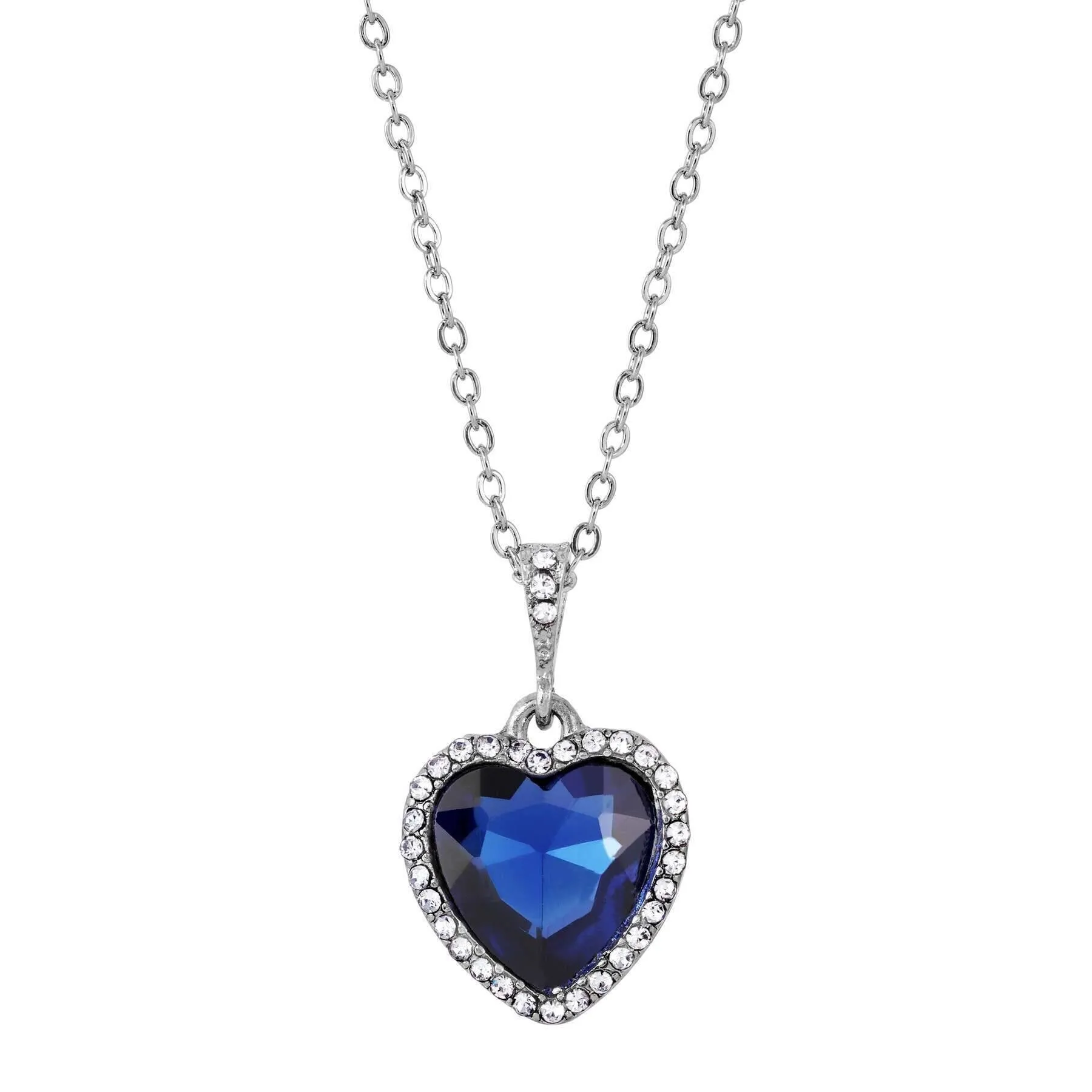 Regency Stone Heart Crystal Pendant Necklace 16"   3" Extender 1928 Jewelry