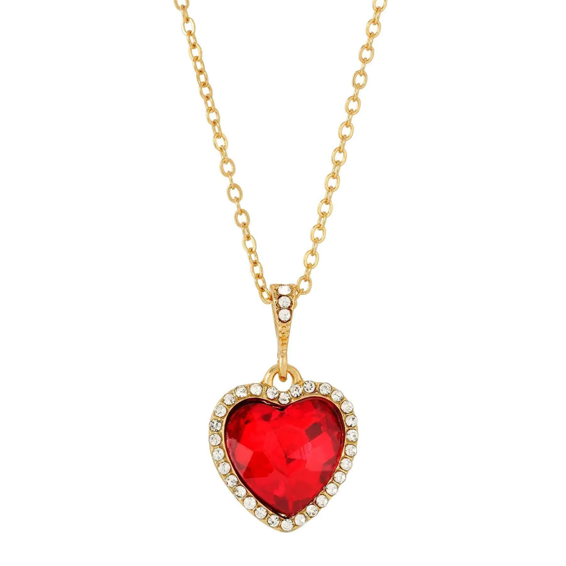 Regency Stone Heart Crystal Pendant Necklace 16"   3" Extender 1928 Jewelry