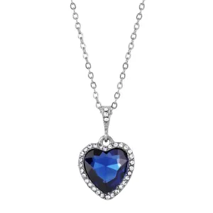Regency Stone Heart Crystal Pendant Necklace 16"   3" Extender 1928 Jewelry