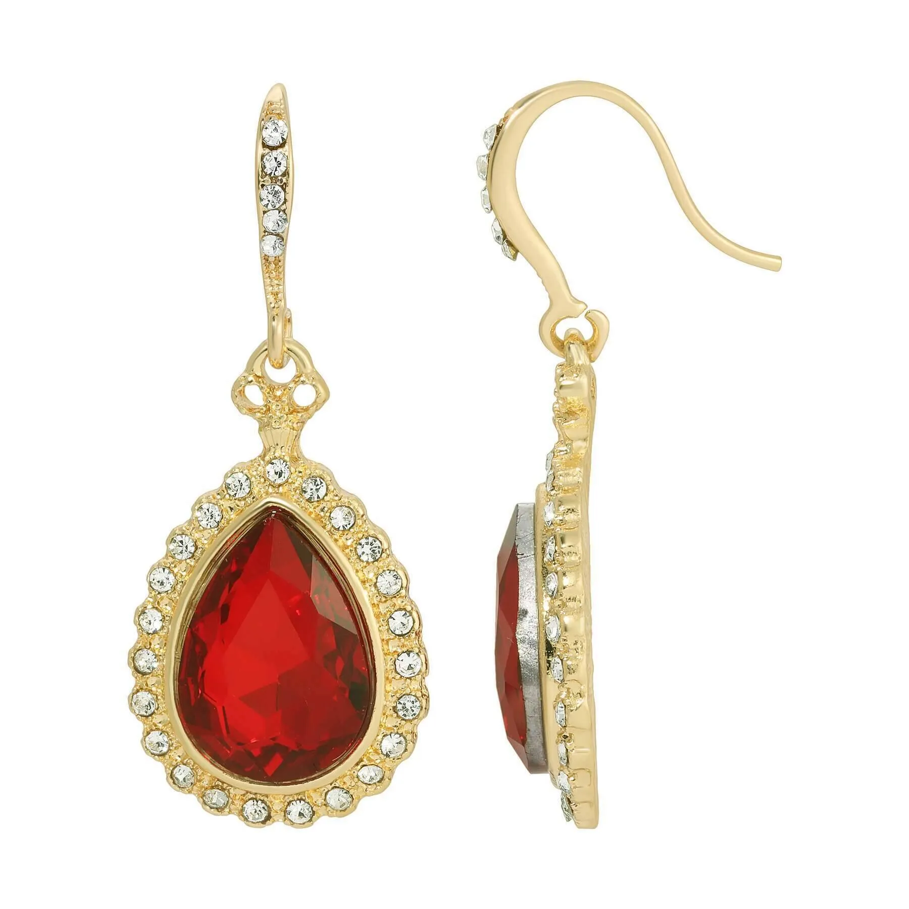 Regency Stone Teardrop Crystal Drop Earrings 1928 Jewelry