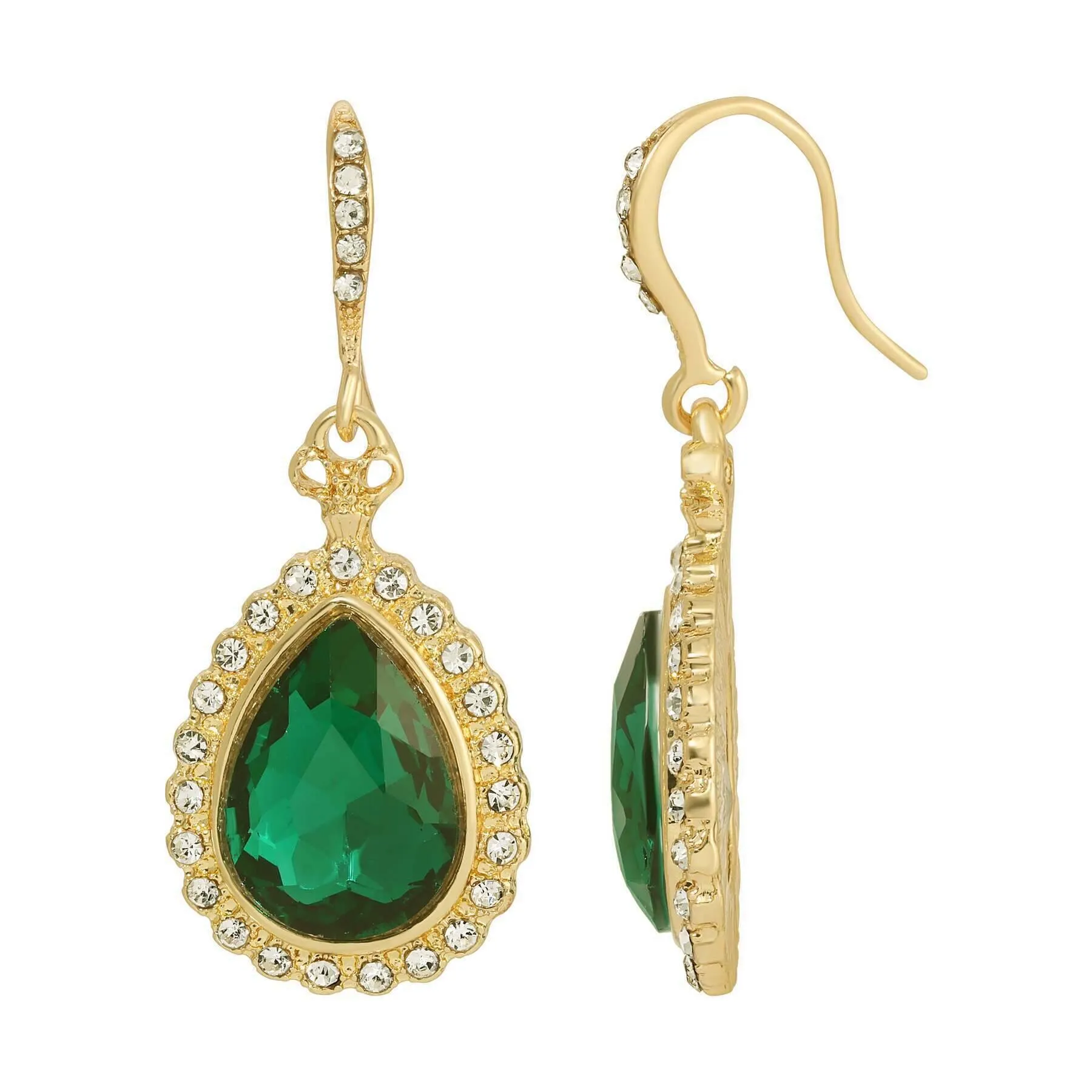 Regency Stone Teardrop Crystal Drop Earrings 1928 Jewelry