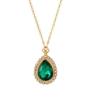 Regency Stone Teardrop Crystal Pendant Necklace 16"   3" Extender 1928 Jewelry