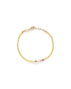 Rice & Shine Yellow Cream Gold Plated Bracelet w. Yellow Beads
