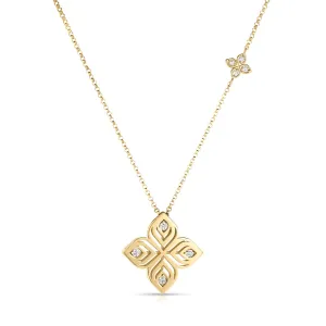 Roberto Coin 18ct Yellow Gold 0.09ct Diamond Arabesque Flower Collar Necklace