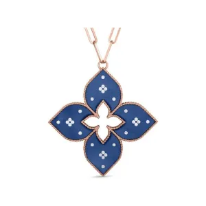 Roberto Coin 18K Rose Diamond & Blue Titanium Venetian Princess Flower Necklace
