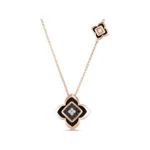 Roberto Coin 18K Rose Palazzo Ducale Black Diamond Necklace
