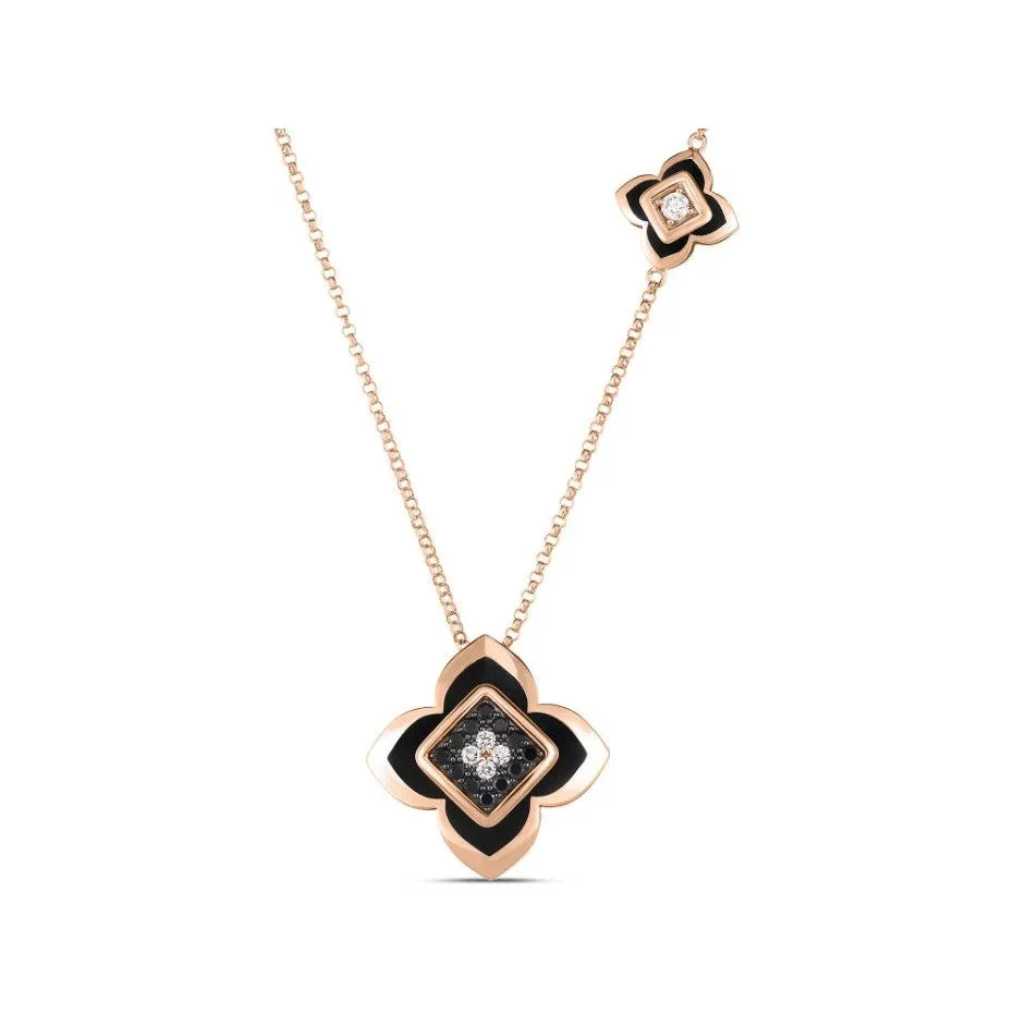 Roberto Coin 18K Rose Palazzo Ducale Black Diamond Necklace