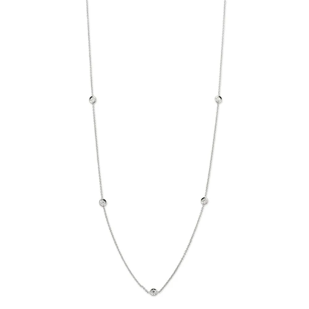 Roberto Coin 18K White Gold 5 Station Diamonds by The Inch Necklace
