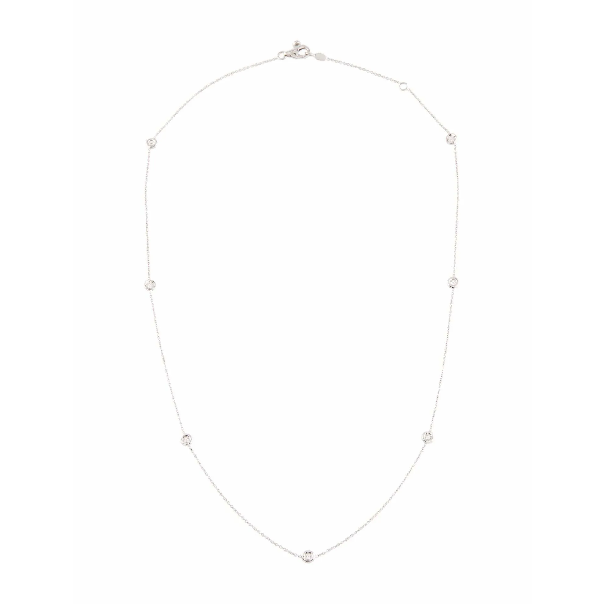 Roberto Coin 18K White Gold 7 Station Diamonds by The Inch Necklace