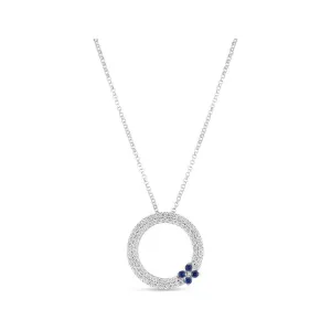 Roberto Coin 18K White Gold Diamond & Sapphire Love in Verona Necklace
