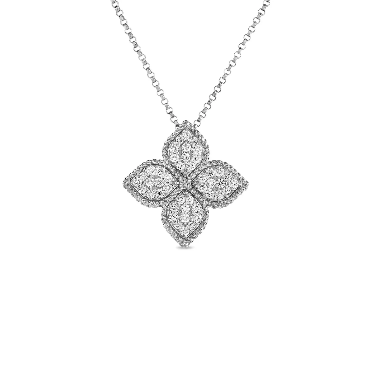 Roberto Coin 18K White Gold Large Princess Flower Diamond Pendant