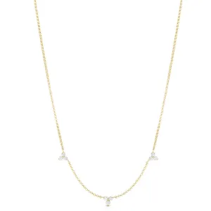 Roberto Coin 18K Yellow Gold 18K Flower 3 Station Diamonds by the Inch Necklace