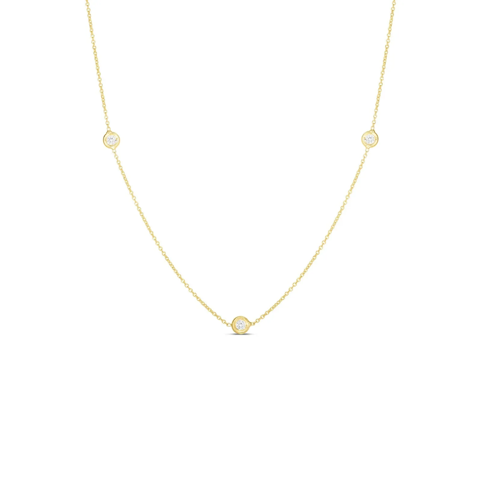 Roberto Coin 18K Yellow Gold 3 Diamond Station 18" Diamonds by The Inch Necklace