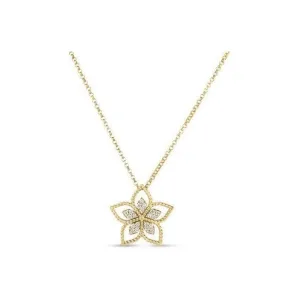 Roberto Coin 18K Yellow Gold Vernazza Small Open Frame Diamond Necklace