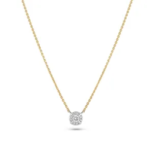 Rome 14K Whitegold & Gold Necklace w. Lab-Grown Diamonds