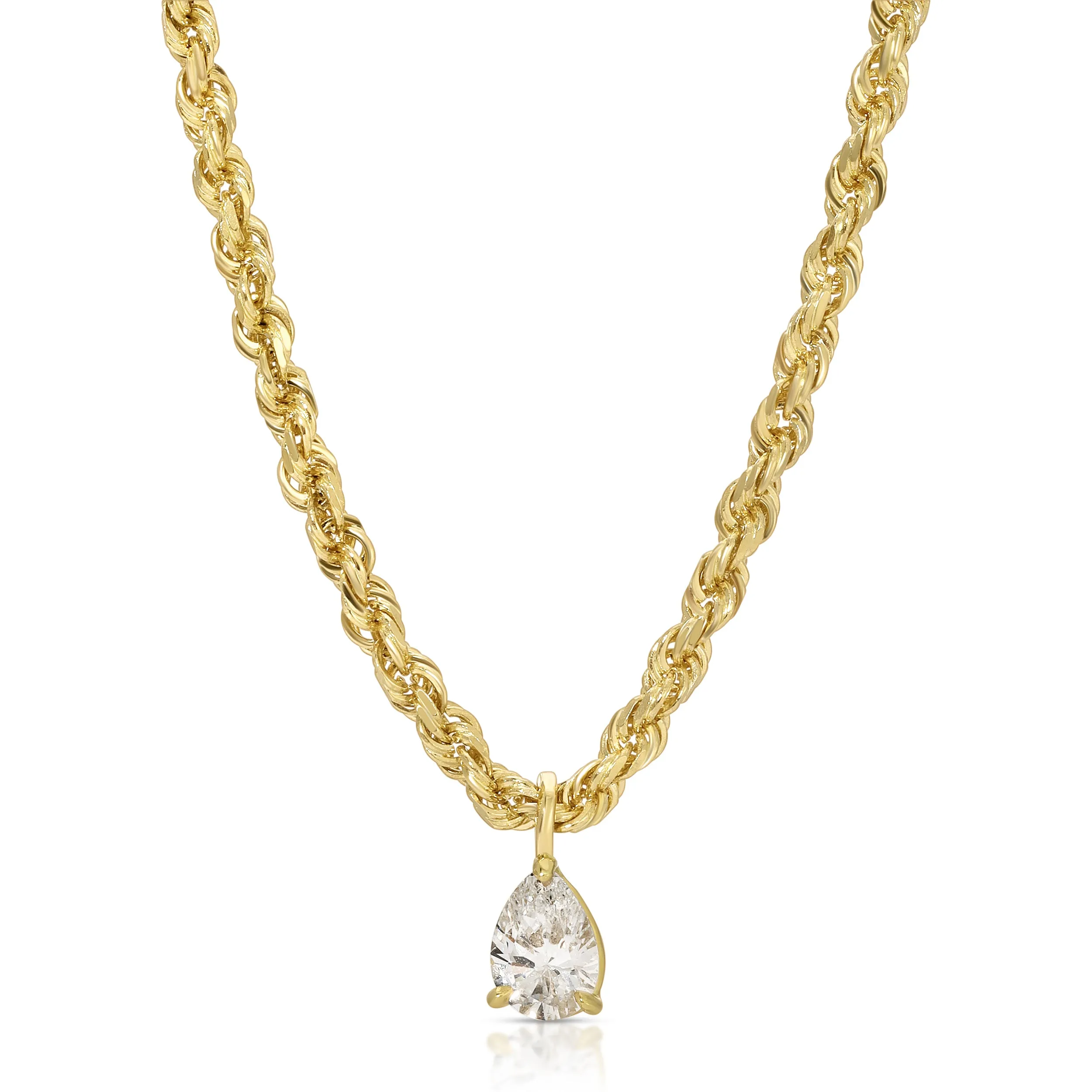 ROPE CHAIN WITH PEAR DIAMOND PENDANT Anita Ko