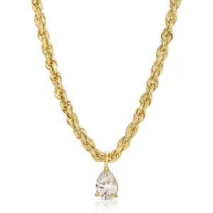 ROPE CHAIN WITH PEAR DIAMOND PENDANT Anita Ko