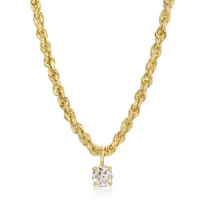 ROPE CHAIN WITH ROUND DIAMOND PENDANT Anita Ko