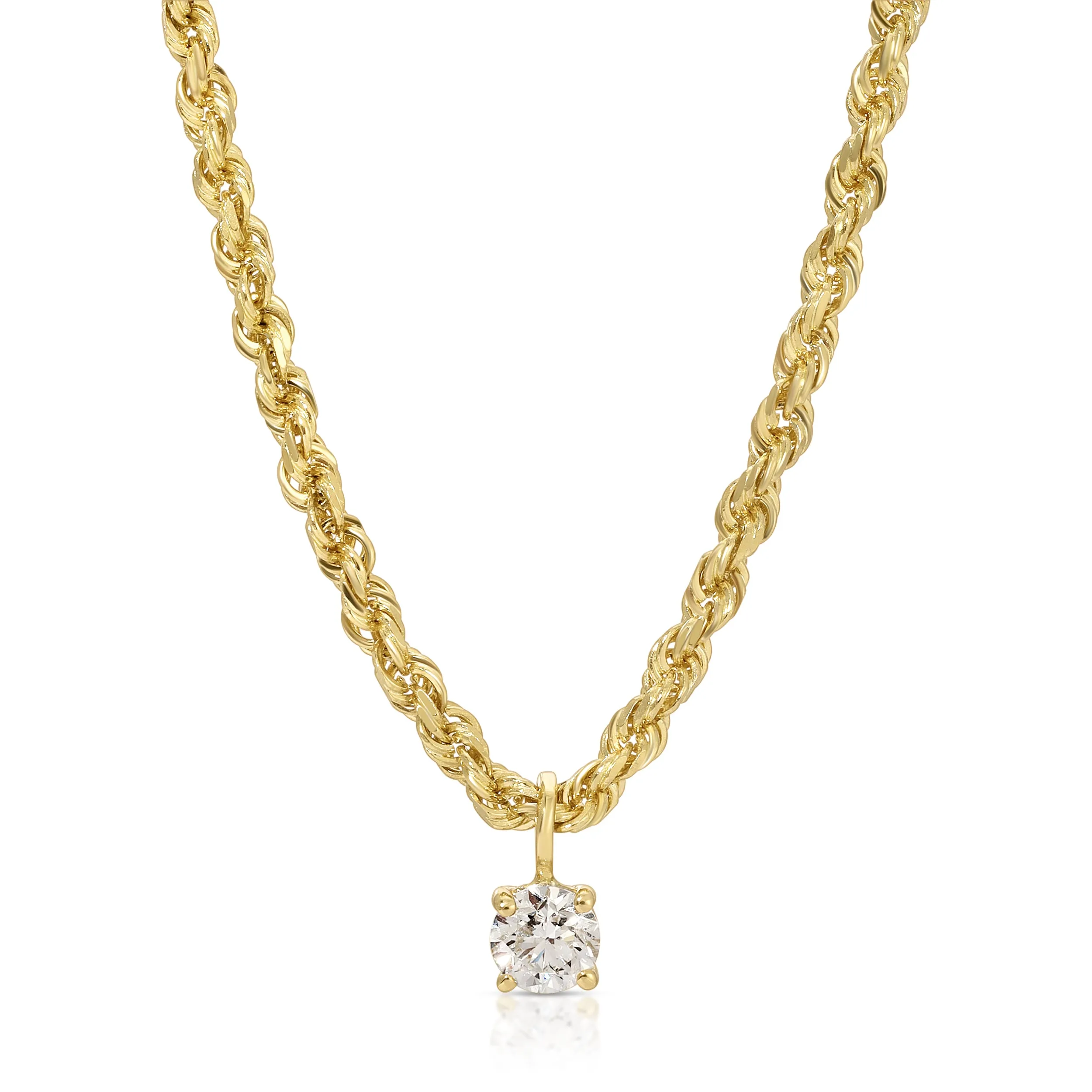 ROPE CHAIN WITH ROUND DIAMOND PENDANT Anita Ko
