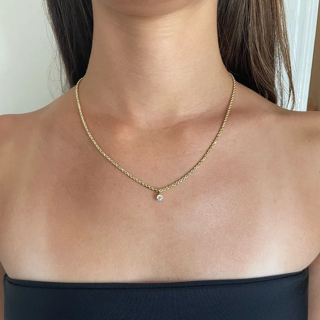 ROPE CHAIN WITH ROUND DIAMOND PENDANT Anita Ko