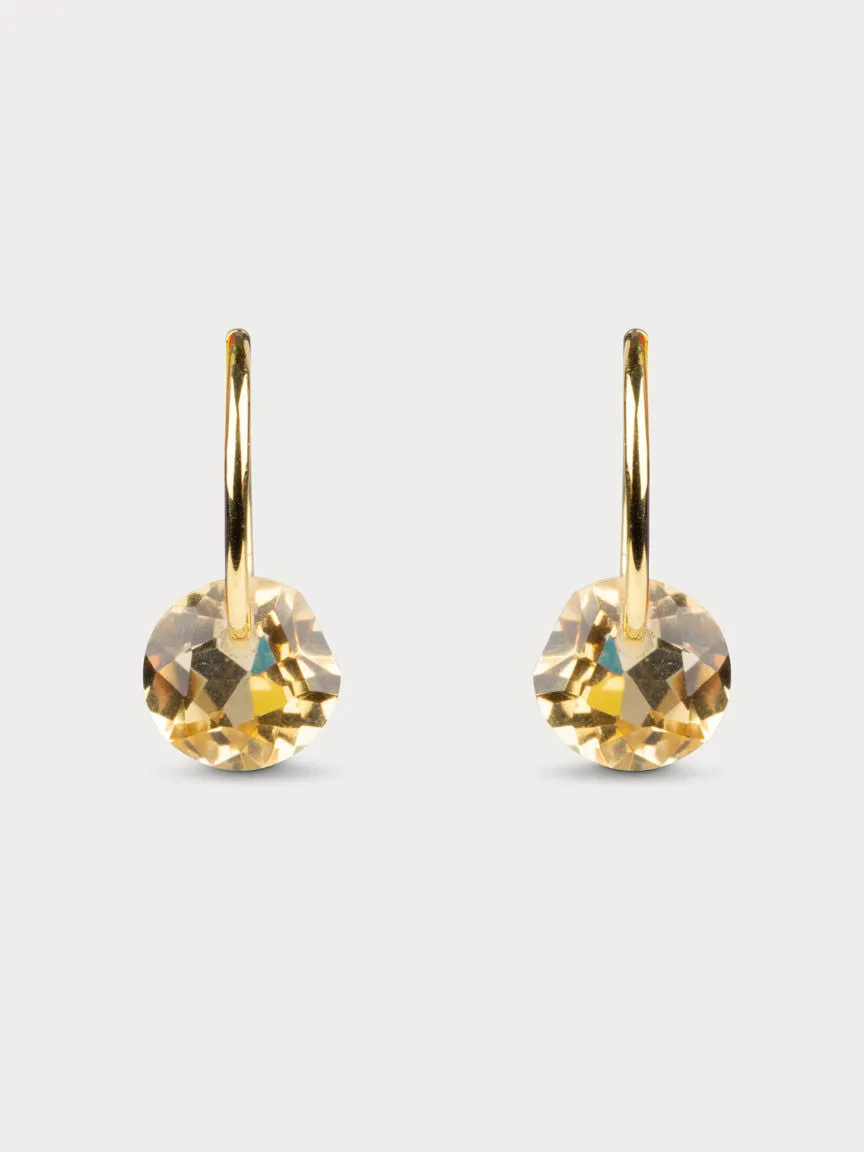 Rose Cut Citrine Hoops