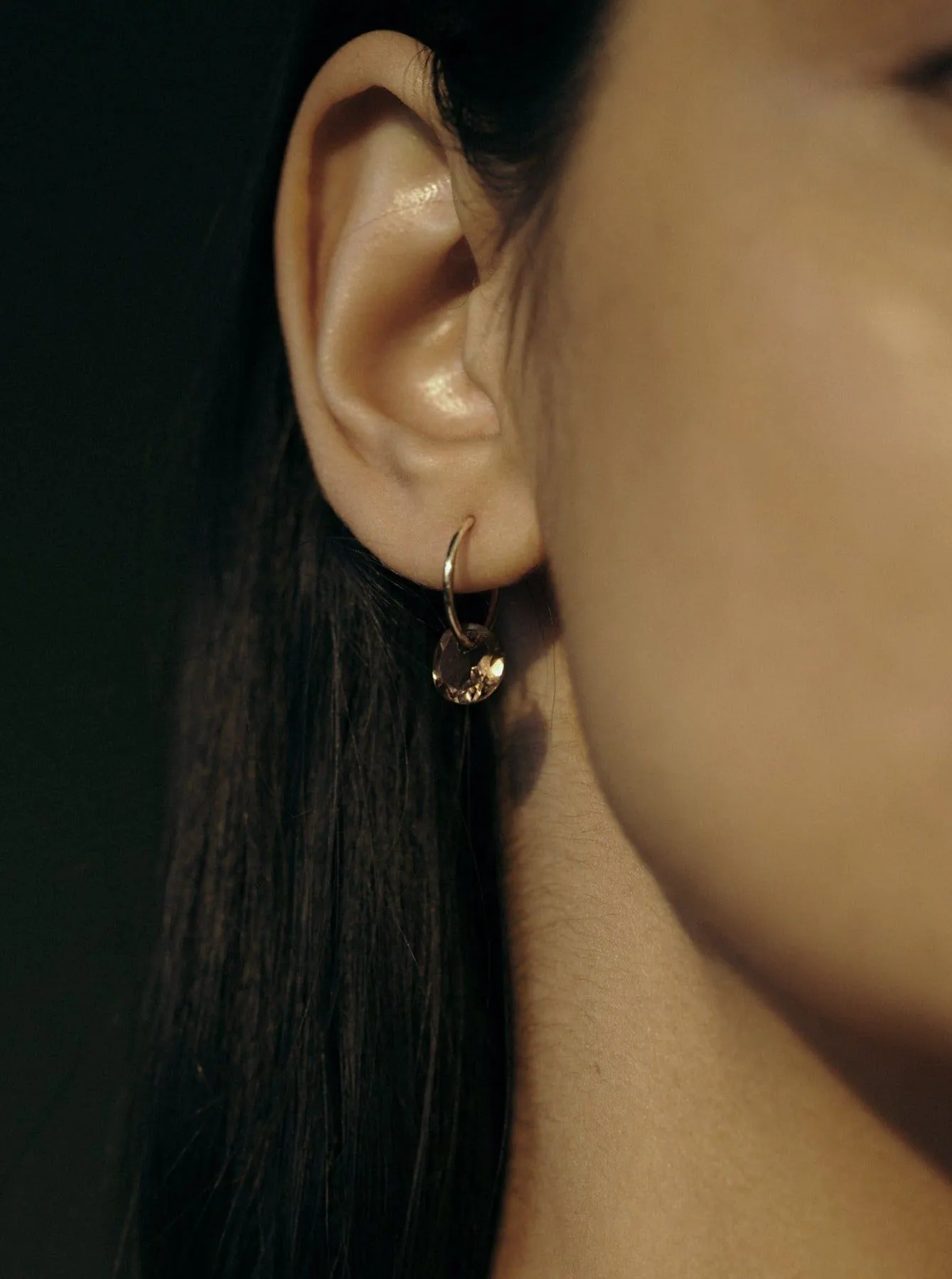 Rose Cut Smokey Quartz Hoops