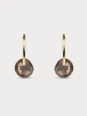 Rose Cut Smokey Quartz Hoops