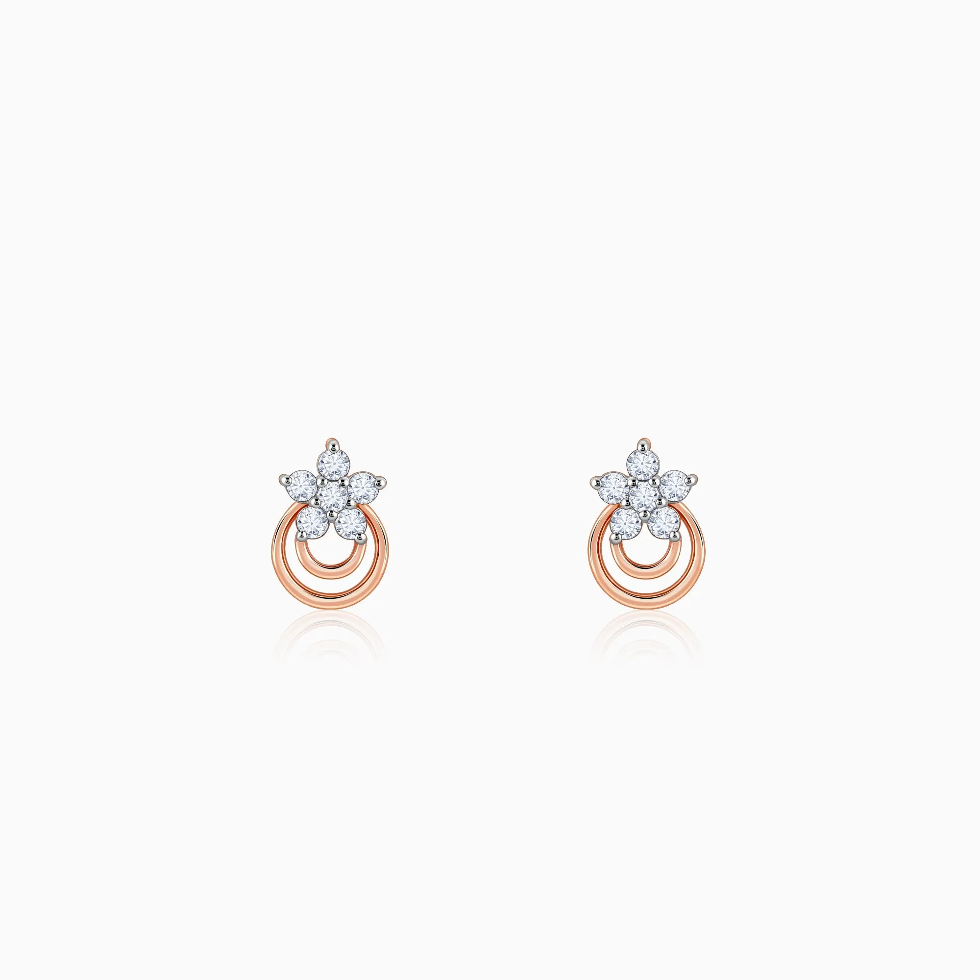 Rose Gold Cosmic Petal Diamond Studs Giva