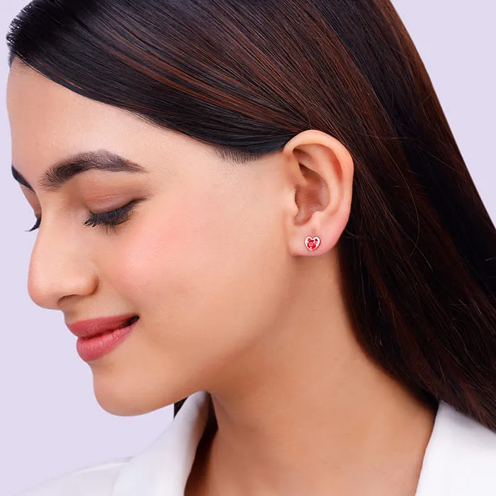 Rose Gold Cute Love Studs Giva