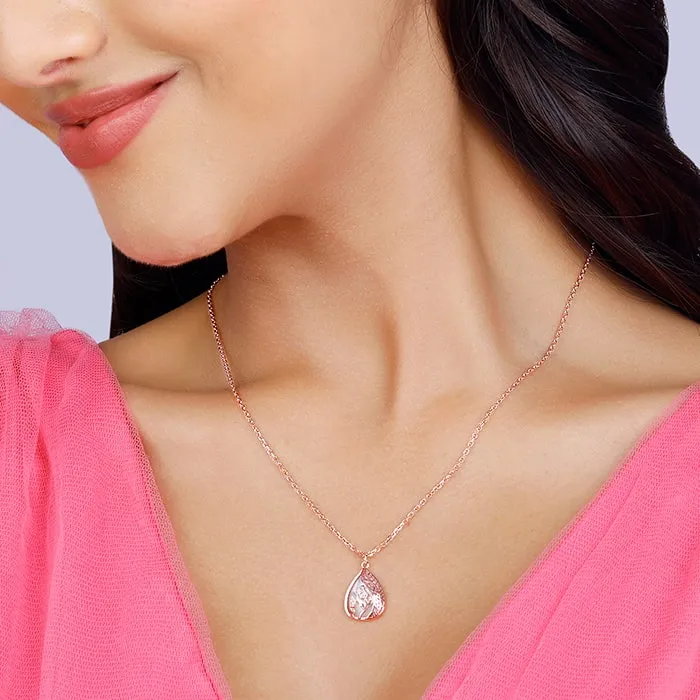Rose Gold Divine Bloom Pendant With Link Chain Giva