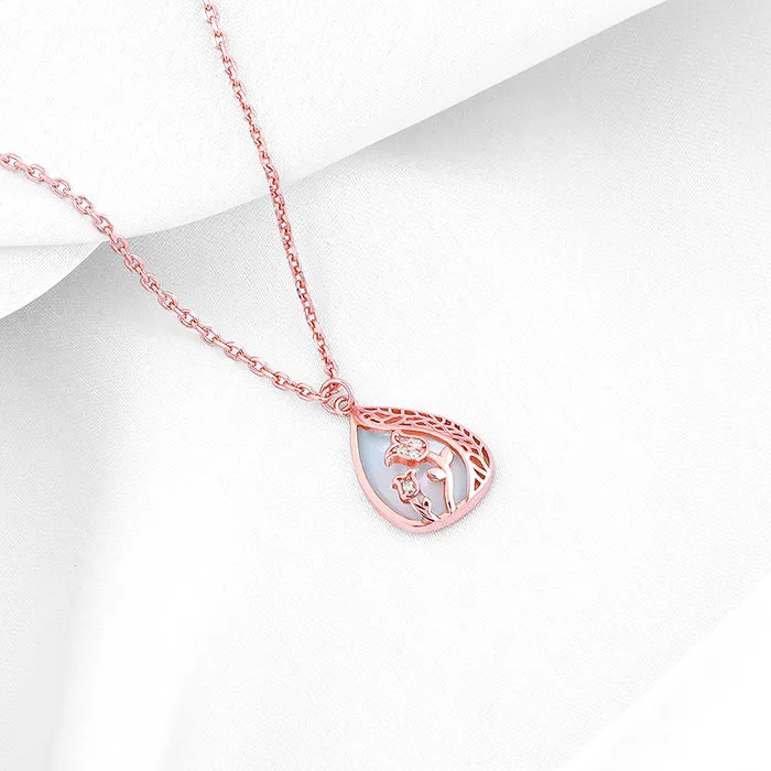 Rose Gold Divine Bloom Pendant With Link Chain Giva