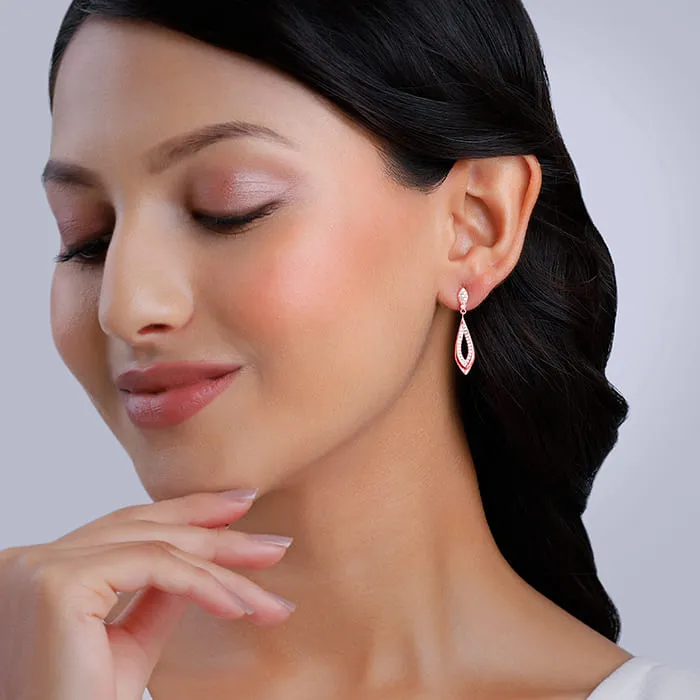 Rose Gold Halo Drop Earrings Giva