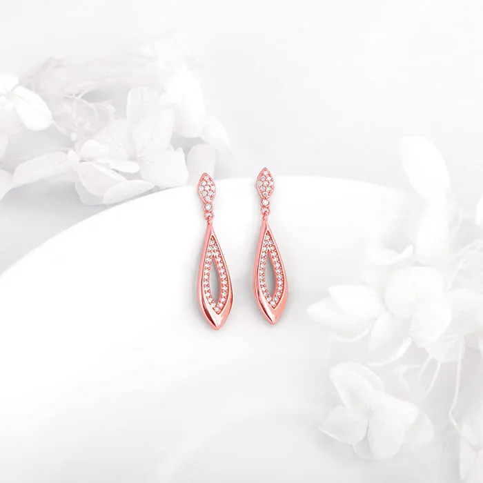 Rose Gold Halo Drop Earrings Giva