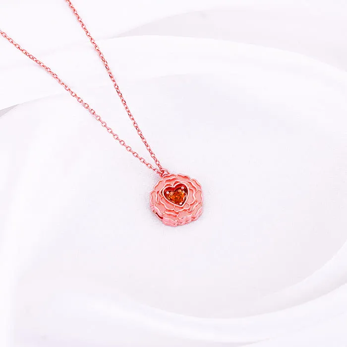 Rose Gold I Love You Floral Pendant With Link Chain Giva