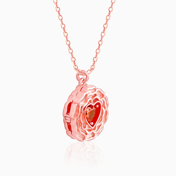 Rose Gold I Love You Floral Pendant With Link Chain Giva