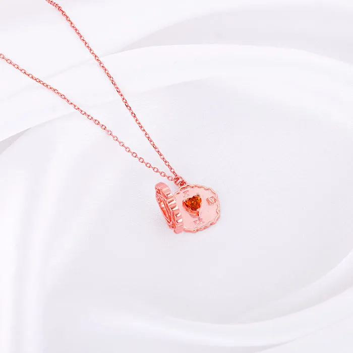 Rose Gold I Love You Floral Pendant With Link Chain Giva