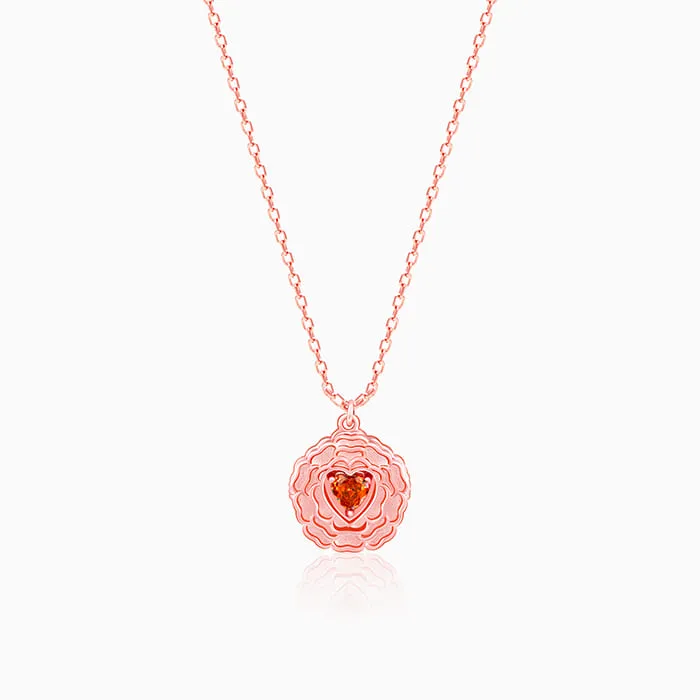 Rose Gold I Love You Floral Pendant With Link Chain Giva