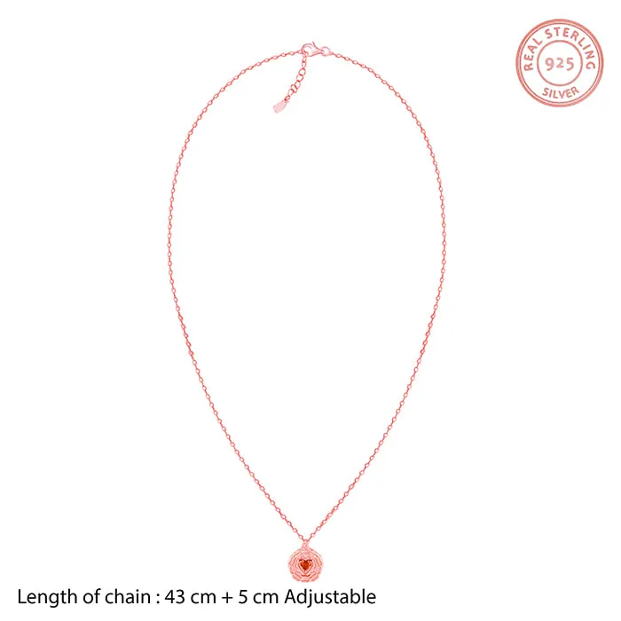 Rose Gold I Love You Floral Pendant With Link Chain Giva