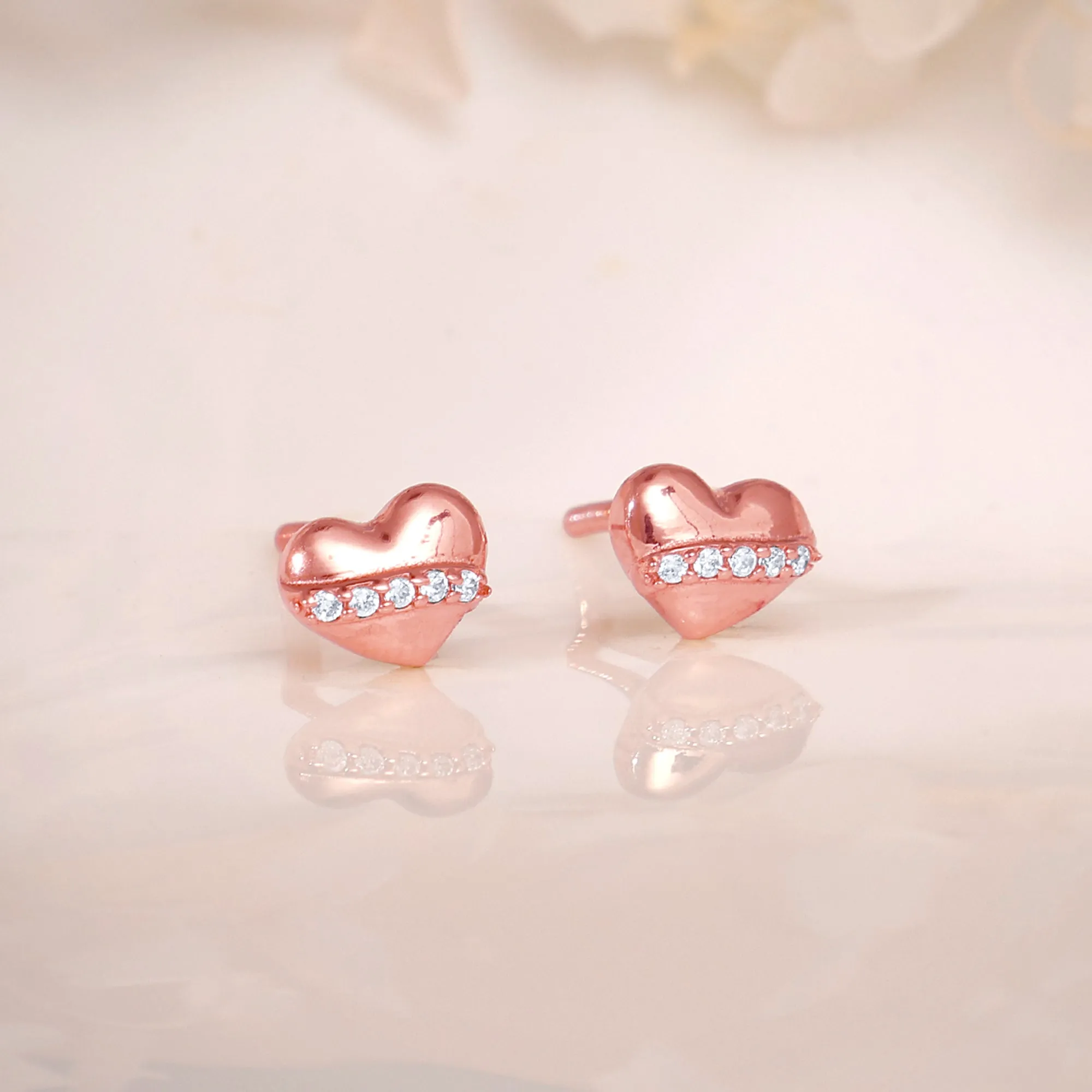 Rose Gold Locket Love Stud Earrings Giva