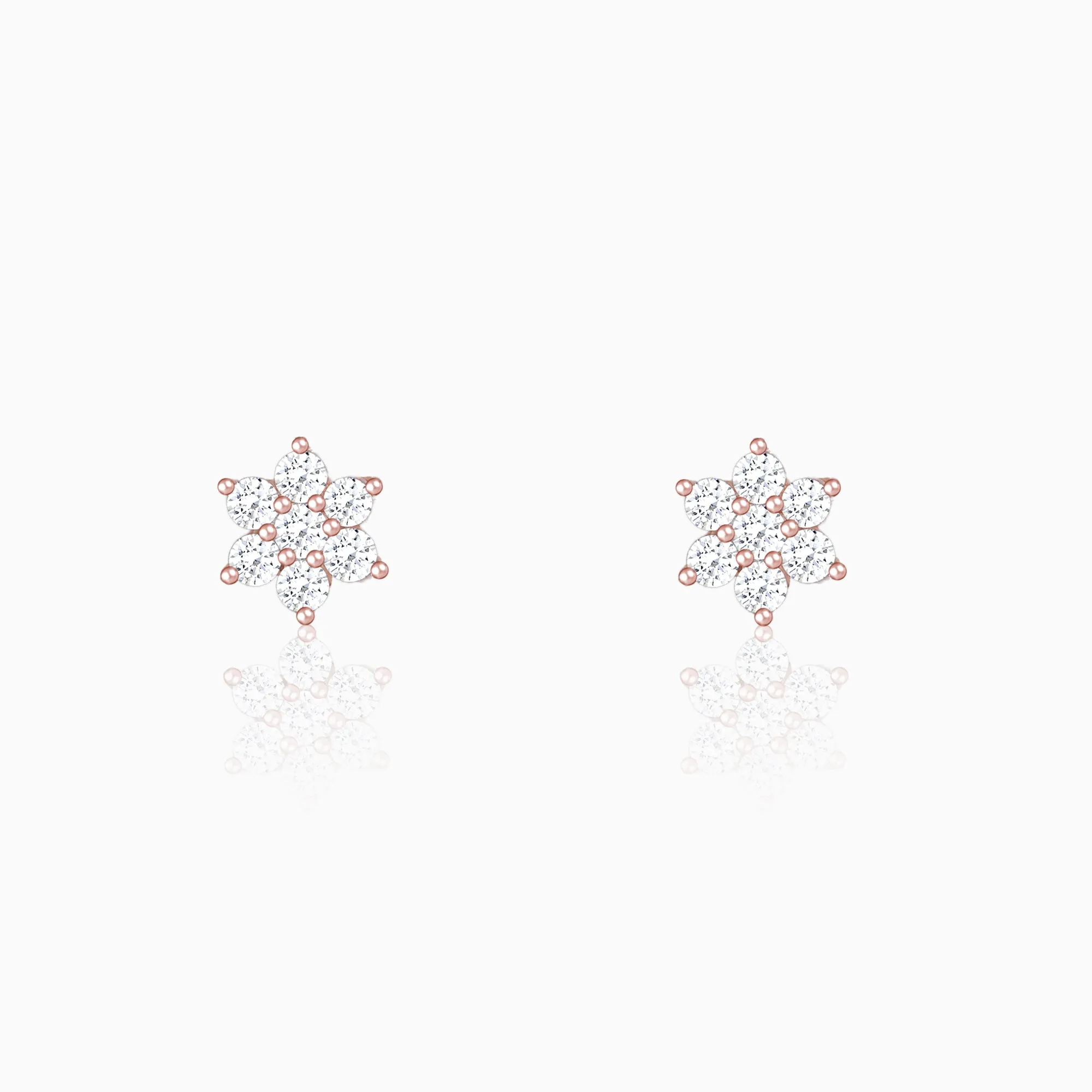 Rose Gold Shining Flower Studs Giva