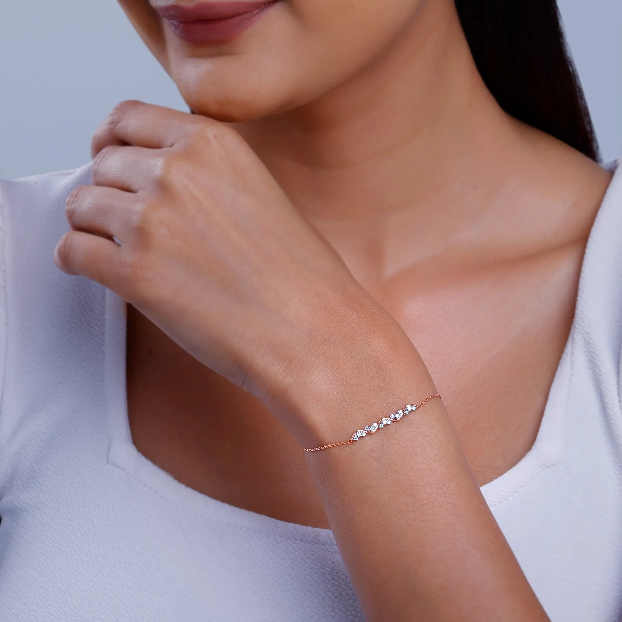 Rose Gold Wavy Diamond Bracelet Giva