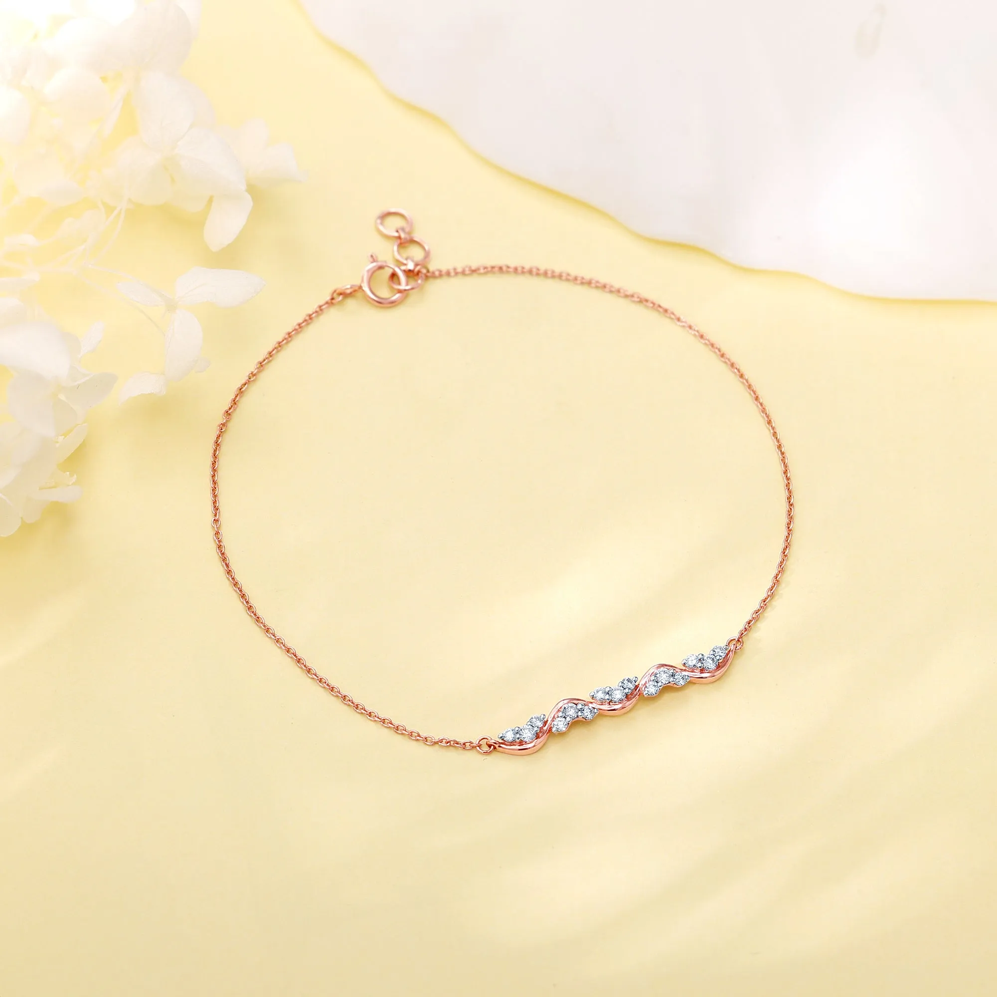 Rose Gold Wavy Diamond Bracelet Giva