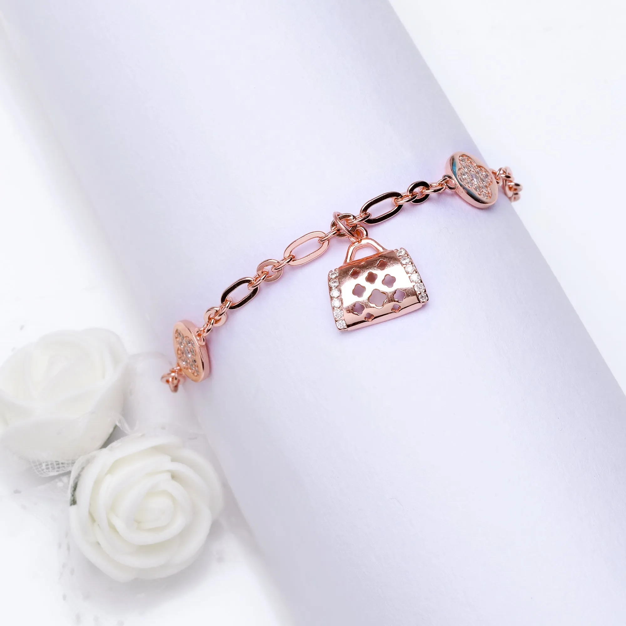 Rose Gold Weave Charm Bracelet Giva